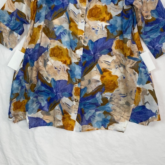 NEW Papa Watercolour Button Up Top with Pockets 3/4 Sleeve - Picture 5 of 12